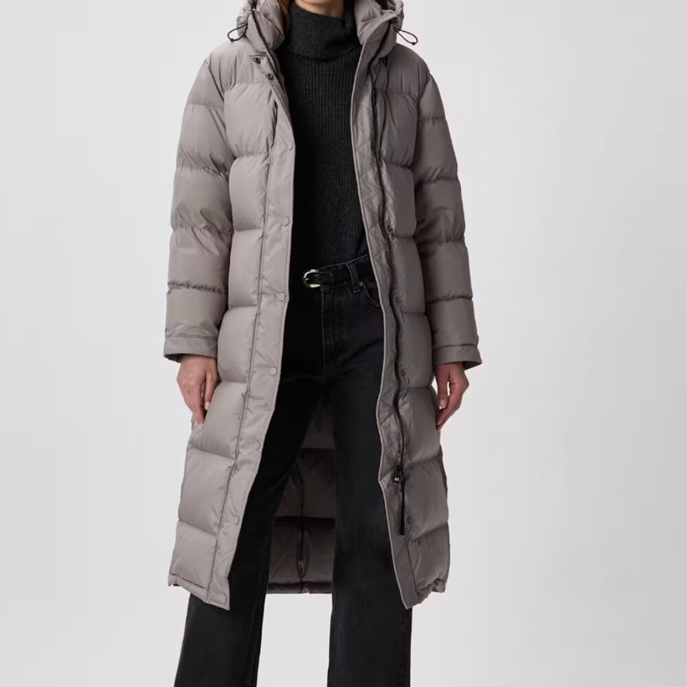 Quince Responsible Down Long Puffer Jacket Stone Taupe small